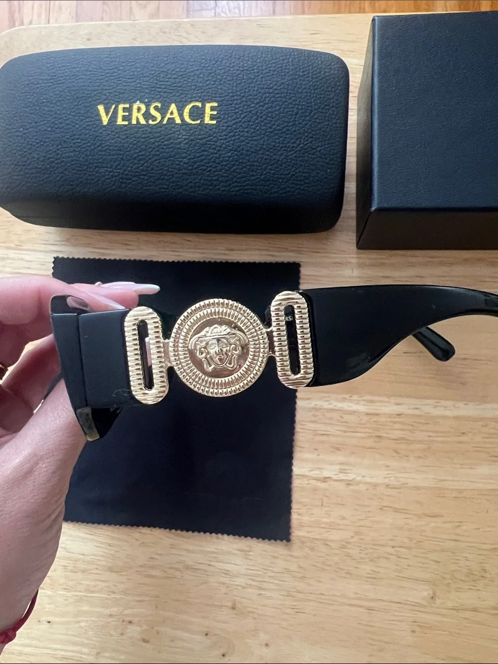 Versace Black Sunglasses with Black Case and Box